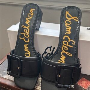 Sam Edelman Black Slide Sandals with Buckle